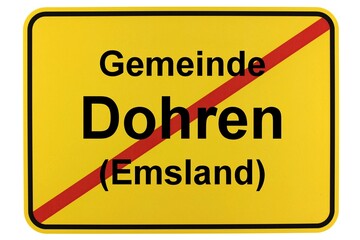 Illustration eines Ortsschildes der Gemeinde Dohren (Emsland) in Niedersachsen