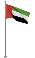 アラブ首長国連邦のはためく国旗の3Dイラスト(正面)