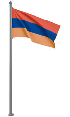 アルメニア共和国のはためく国旗の3Dイラスト(正面)