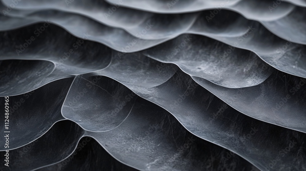Poster Dark gray wavy textured surface creating a rhythmic pattern