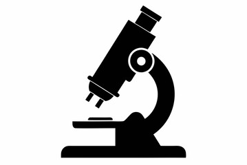 Basic Microscope Silhouette in Black - Vector Illustration on White Background
