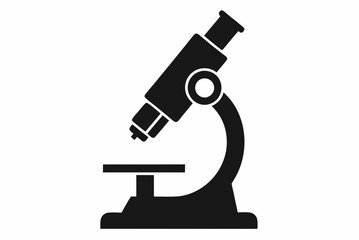 Basic Microscope Silhouette in Black - Vector Illustration on White Background