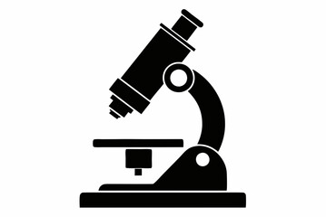 Basic Microscope Silhouette in Black - Vector Illustration on White Background