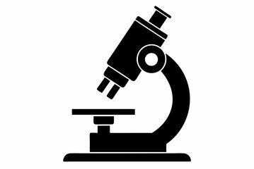 Basic Microscope Silhouette in Black - Vector Illustration on White Background