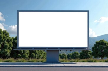 Obraz premium Blank billboard mockup in urban environment, on facade, empty space to showcase your advertising or branding campaign
