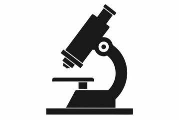 Basic Microscope Silhouette in Black - Vector Illustration on White Background