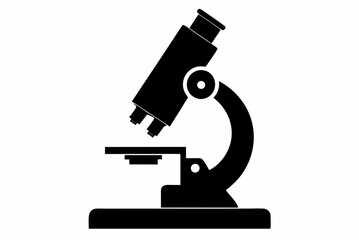 Basic Microscope Silhouette in Black - Vector Illustration on White Background
