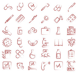 Medical icons. Set of medical services. Modern icons of medicine symbols isolated.