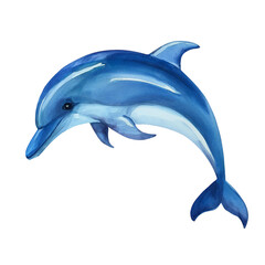 Obraz premium Leaping Dolphin Watercolor Painting Ocean Wildlife Marine Animal Art