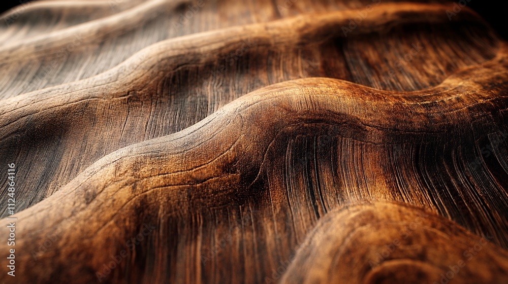 Poster wavy wood texture creating a mesmerizing pattern with warm brown hues
