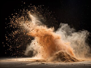 Captivating Dust Cloud with Debris Isolated on a Clear Background for Food Photography, Perfect for Culinary Presentations and Creative Recipe Designs