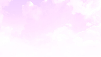 Pink sky background with white clouds. Vector