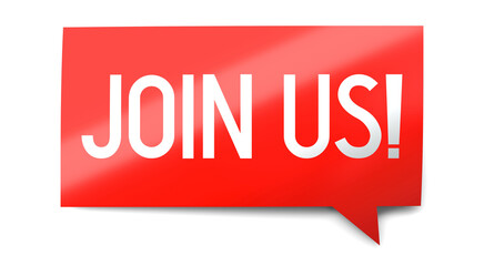 Join us - speech bubble - 3D illustration