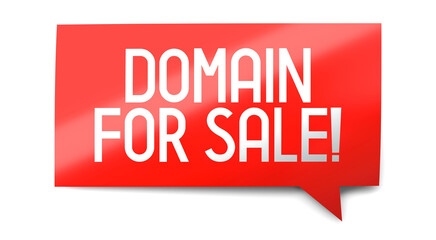 Domain for sale - speech bubble - 3D illustration