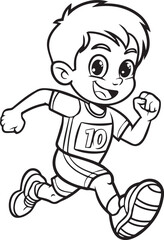 Fototapeta premium a cartoon drawing of a boy running with a shirt that says 10