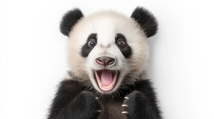Naklejka premium Joyful Surprised Panda Expression