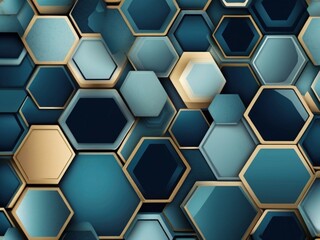 Obraz premium abstract hexagon patterns in aqua and deep blue tones