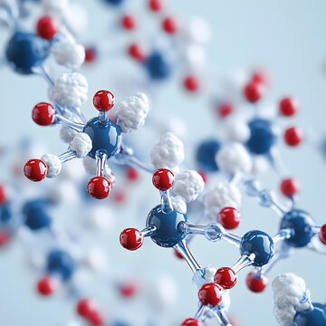 Close-up view of a highly detailed and molecular model showcasing the binding of a zinc amino chelate compound with various proteins.