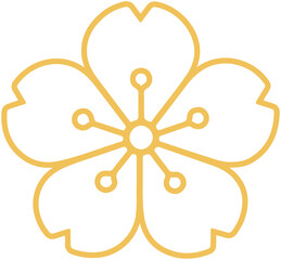 Oriental Style Flowers line icon