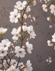 Soft pastel twigs and blooming cotton flowers seamless illustration, blooming, pretty, soft