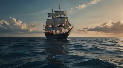 Fototapeta premium old ship in the sea