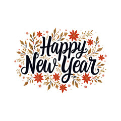 Obraz premium Happy new year typography, lettering, calligraphy. happy new year 2025 vector illustration for greetings card, t shirt and printing.