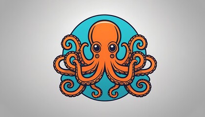 octopus logo icon Craft a simple minimalistic octopus logo icon isolated on a white background,5