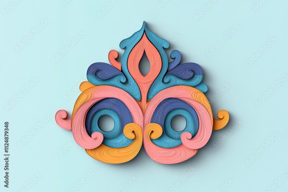 Poster A clean vector of the Aum symbol with flowing lines, set against a gradient background of soft pastel colors