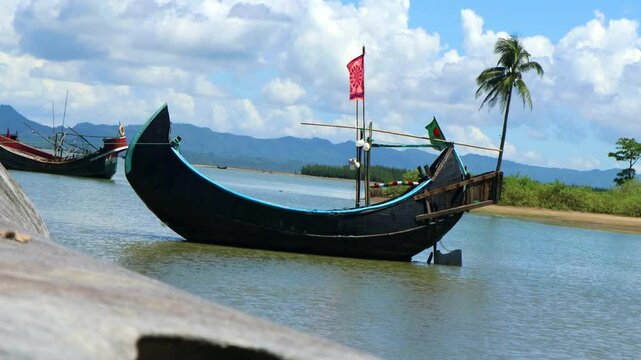 Blue sky, boat and clear amazing nature
