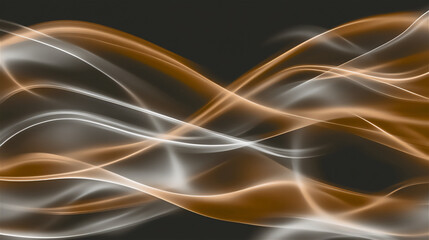 Abstract Glowing Light Waves in Orange and White on a Dark Background – Dynamic and Futuristic Digital Art for Modern Design Concepts