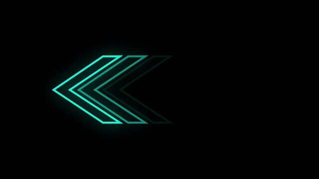 Green glowing wright arrows. Glowing Arrows on a Black Background. 3d rendering glowing up arrow abstract background.