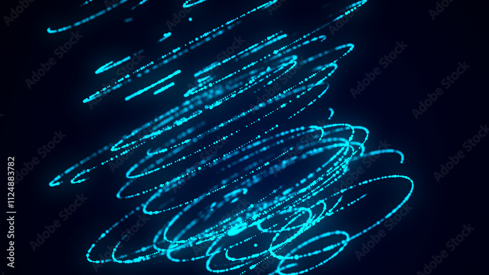 Aufkleber Abstract blue sphere with connecting dots and lines. Wireframe technology sphere of particles. Big data visualization. 3d rendering.
