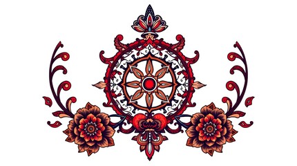 intricate ornamental mandala with floral details and elegant symmetry