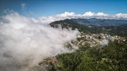 The aerial view of the landscape in Haputale, Sri Lanka