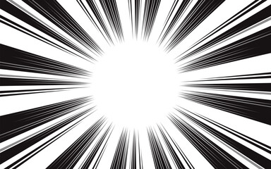 Fast speed lines on white background. Anime comic speed line movement effect