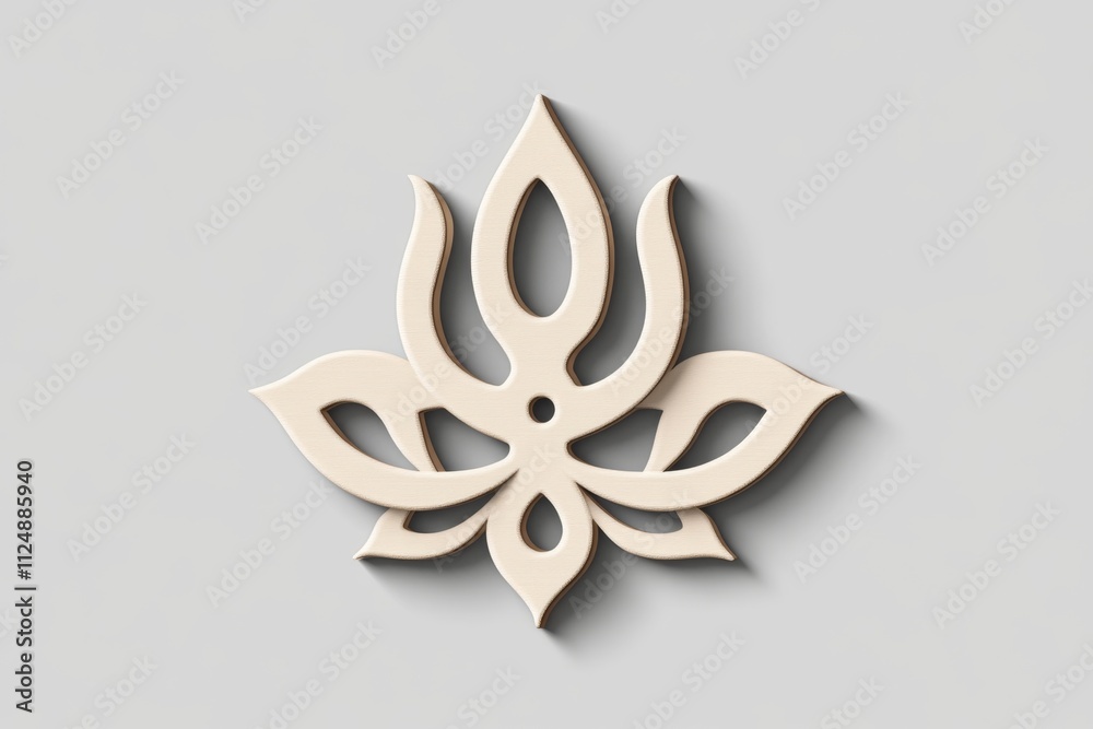 Poster a flat design of the aum symbol combined with a lotus flower, illustrated with elegant simplicity an