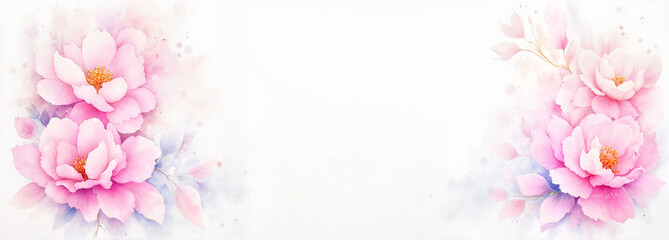 Naklejka premium Pink floral composition in watercolor style with soft pastel tones on a white background