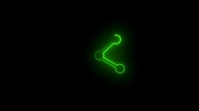 Neon line hare sharing icon. Social Networking Service symbol consisting of three connected circles forming a triangular shape.