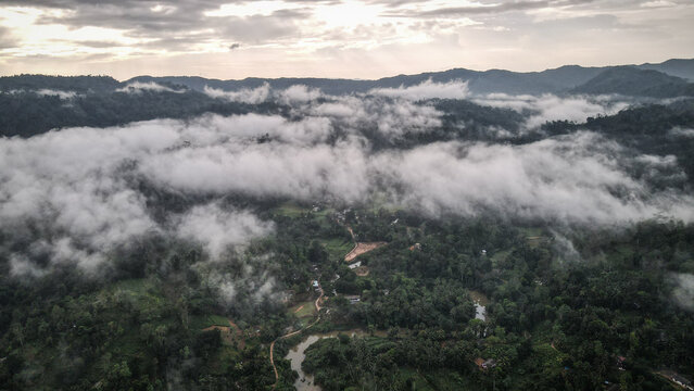The aerial view of the Sinharaja Reserve in Sri Lanka
