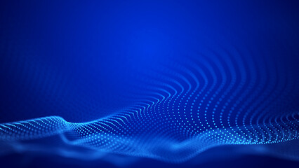 Network connection structure. Futuristic abstract mesh. Wave with the connection of points and lines. Big data. 3D rendering.