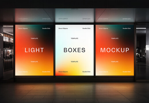 3 Lightbox Banners Mockup With Generative AI