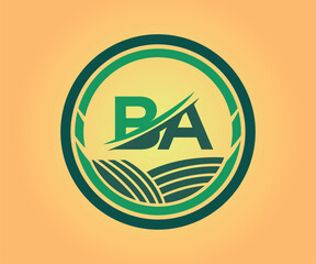 BA letter logo design with a circle shape