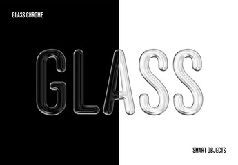 Glass Chrome Text & Logo Effect Mockup