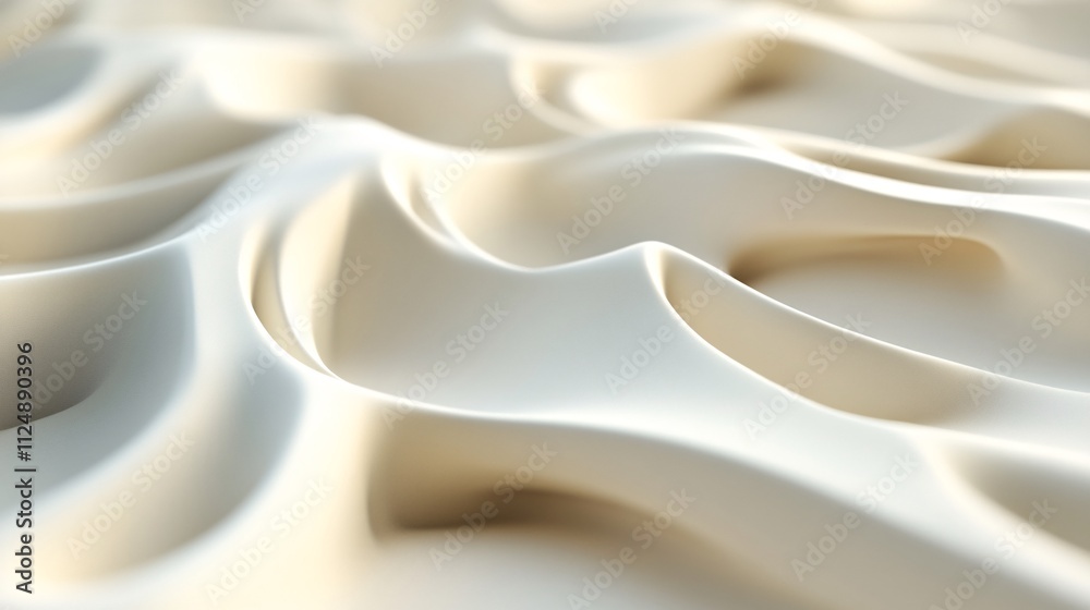 Poster Smooth flowing white cream creates soft wavy pattern