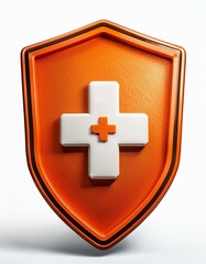 Fototapeta premium Shield of Safety: 3D First Aid Cross Icon