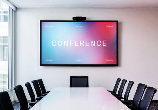 Meeting Room Screen Mockup With Generative AI