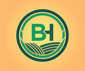 BH letter logo design with a circle shape