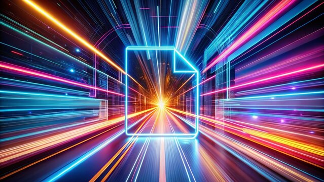 Captivating Long Exposure of a KTR File Symbol with Crisp Thick Outlines and Sharp Corners Emphasizing Digital File Management and Technology Aesthetics