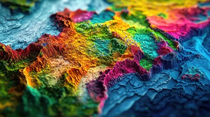 An artistic representation of Brazil's map with vibrant colors highlighting different regions.