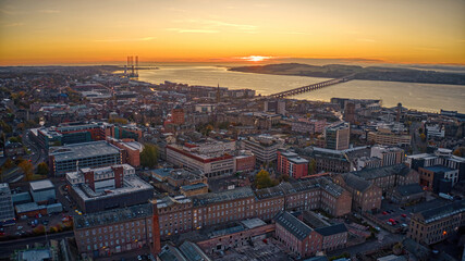 Aerial View of Dundee, Scotland, United Kingdom in Autumn